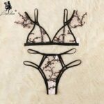 Leechee New Sexy Bra Floral Embroidery Sheer Mesh Lingerie